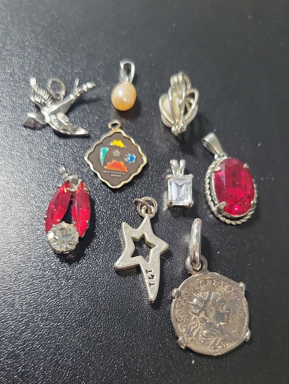 Pendant Charm with Deep Red Oval Pendant Lot